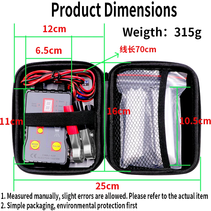 Fuel Injector Tester 4 Pulse Modes with Mode Locking Function 12V for Automotive Fuel Pressure Tester Diagnostic Injector Fault