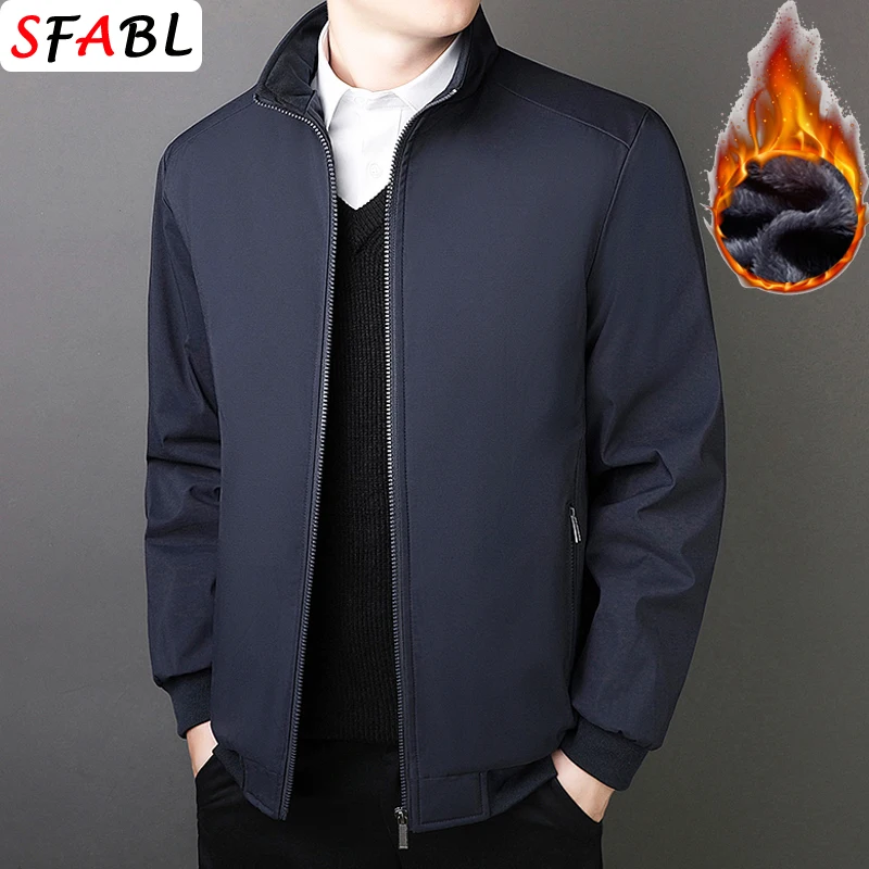 

Winter Warm Jacket Men Thicken Lining Men's Winter Jacket Outdoor Windproof Parka Men Social Business Office Coat Solid Color