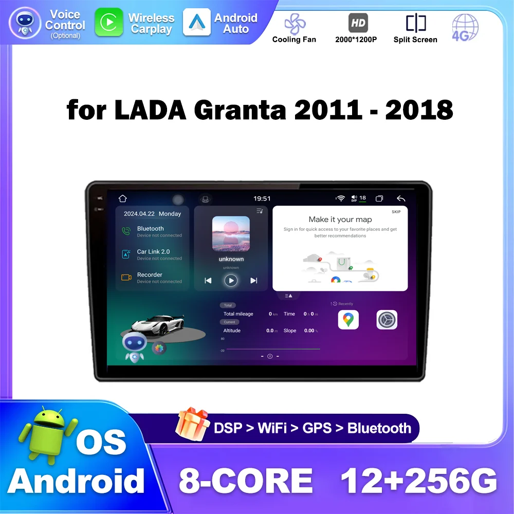 

9 Inch Wireless Carplay for LADA Granta 2011 - 2018 Car Radio Multimedia Video Player GPS Navigation Stereo auto WiFi BT