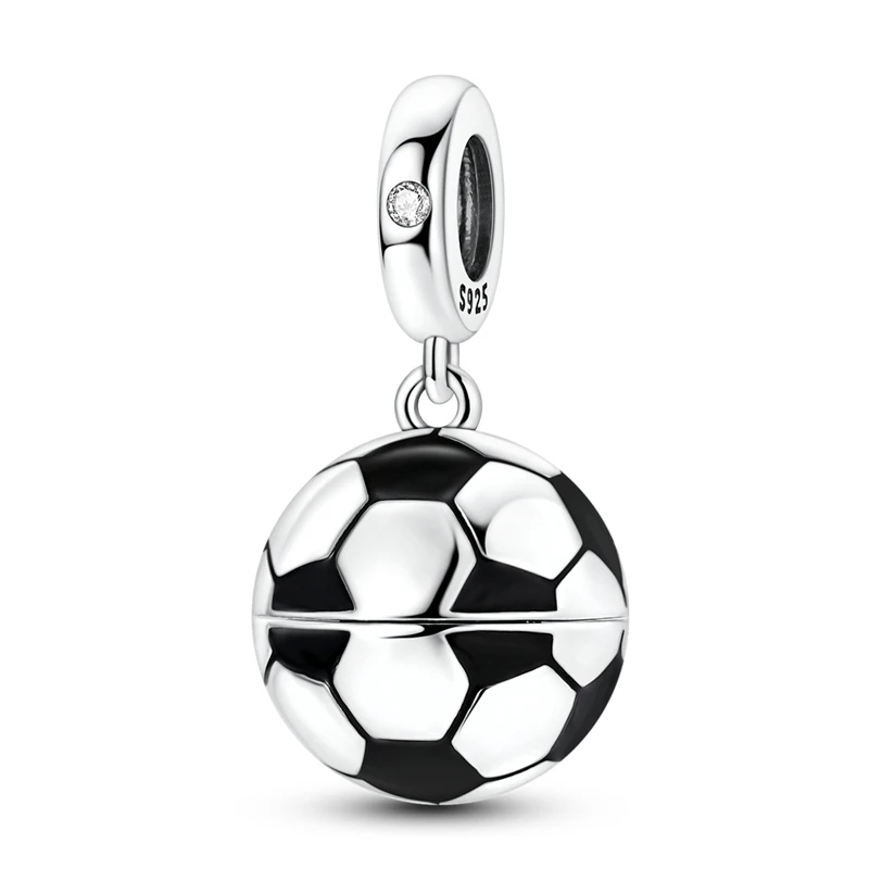 Passend für Original-Armband 925 Sterling Silber Charms Perle CZ Zirkon Öffnungs- und Schließmechanismus Fußball-Anhänger DIY Schmuck Geschenk – Detail 8
