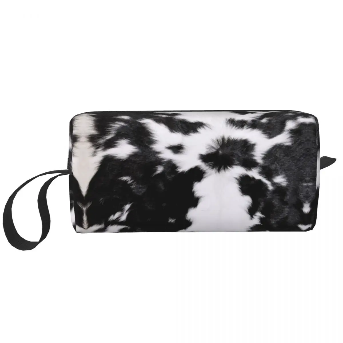 Cowhide Leather Texture Print Cosmetic Bag Women Cute Large Capacity Animal Hide Makeup Case Beauty Storage Toiletry Bags