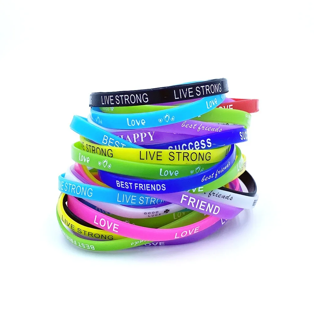 10pcs Summer 5mm Luminous Silicone Bracelet Elastic Rubber Wristband Candy Color Fitness Bracelet Jewelry Gift