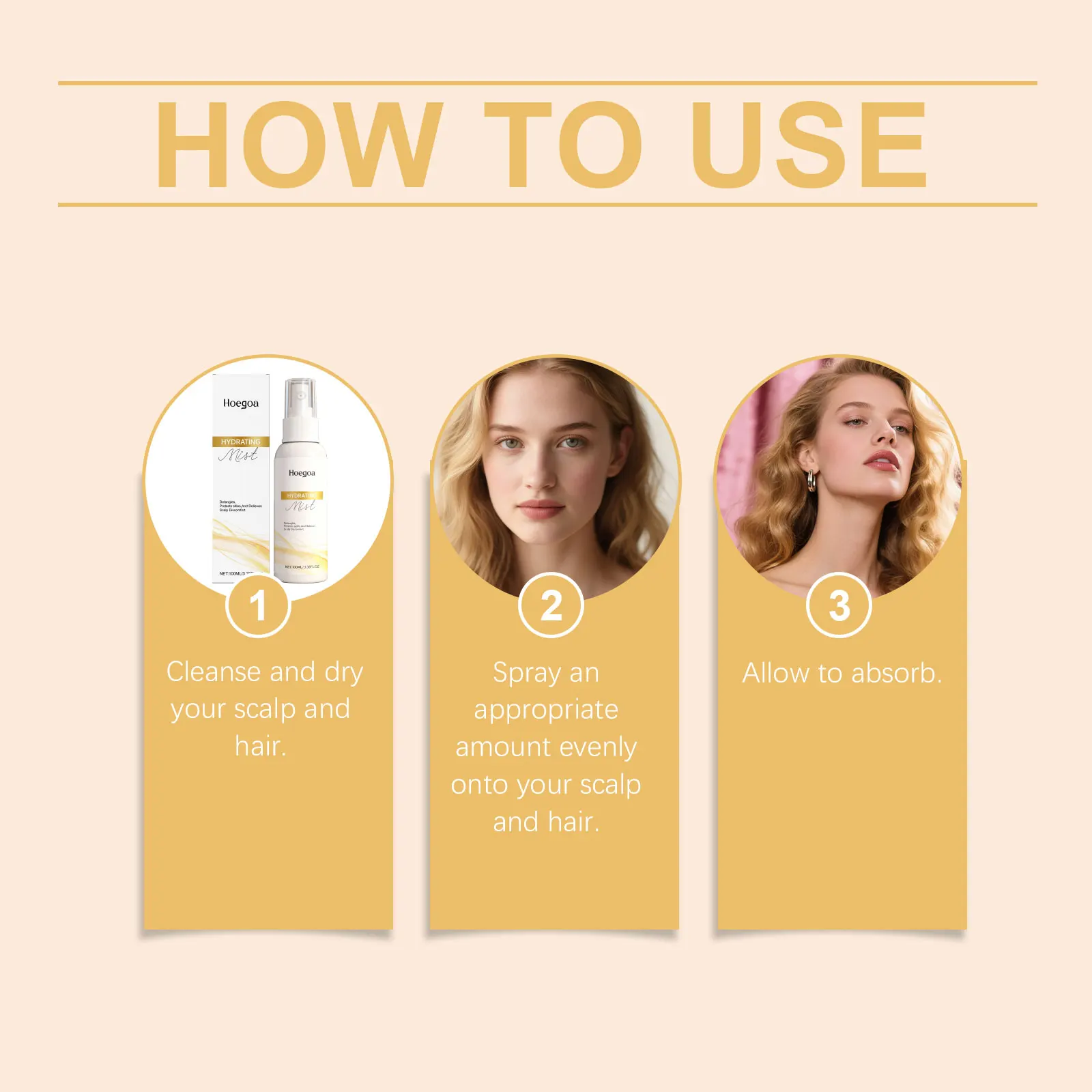 Hoegoa Hair Moisturizing Spray Oil Control Fluffy Thickening Anti Frizz Refresh Delicate Smooth Nourish Scalp Hair Care Product