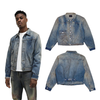 Winter Streetwear Vintage Y2k Clothing Men's Harajuku Denim Jackets High Street Style Hip Hop Casual Retro Distressed Denim Coat