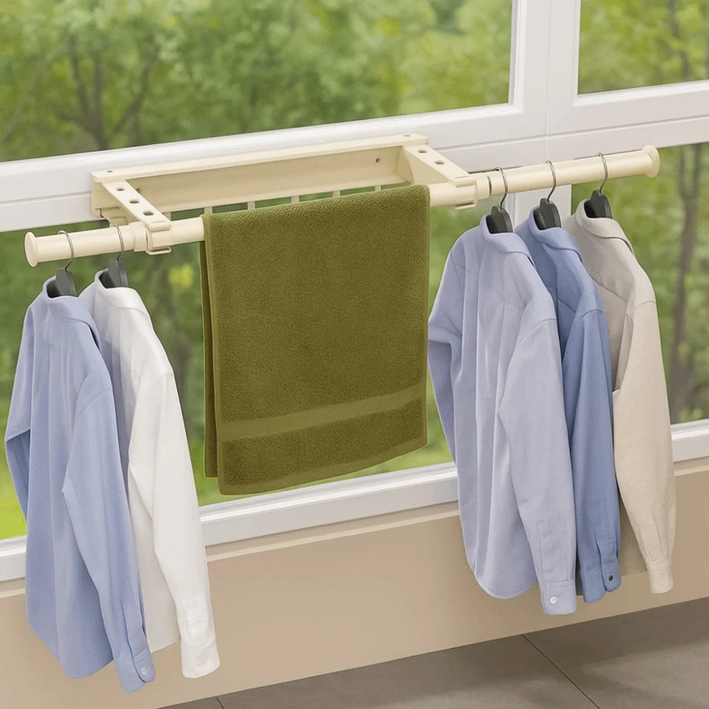 

Настенная телескопическая вешалка для одежды из углеродистой стали с регулируемой длиной, складная сушилка для белья без сверления