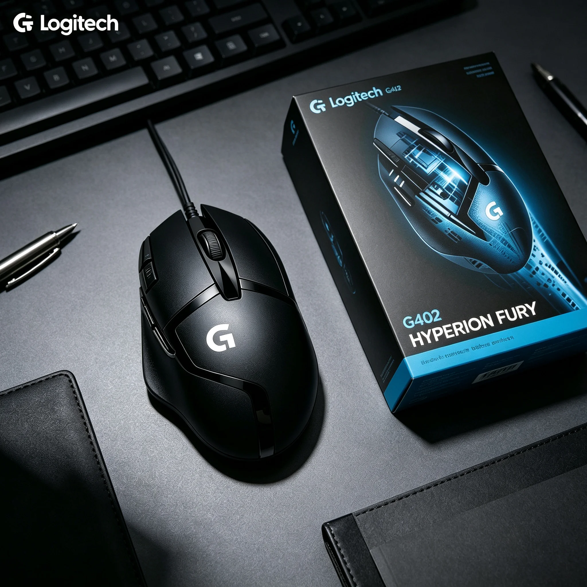 Practical Logitech G402 Wired Gaming Mouse, Adjustable Sensitivity, Skin‑Friendly Surface, Plug‑and‑Play USB Mice for Gamer, Stu