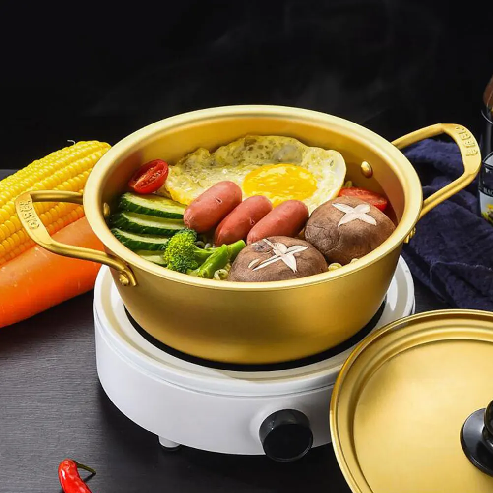 

Aluminum Ramen Korean Style Cooker Small Cooking Pot Heat Resistant Handle Easy Clean for Instant Noodles