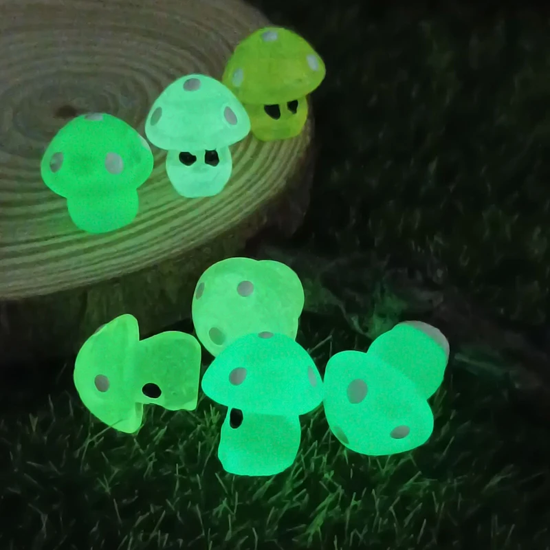 5Pcs Moss Landscape Decoration Mini Luminous Mushroom Home Decor Glowing Potted Ornament Miniature Gardening Fairy Garden