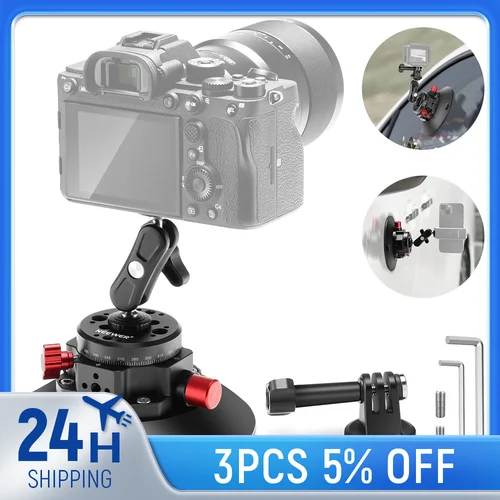 Neewer soporte de succión para cámara de 6 ""con brazo mágico de bola soporte de Metal para coche para cámara/teléfono, bomba de aire ventosa de vacío en el coche