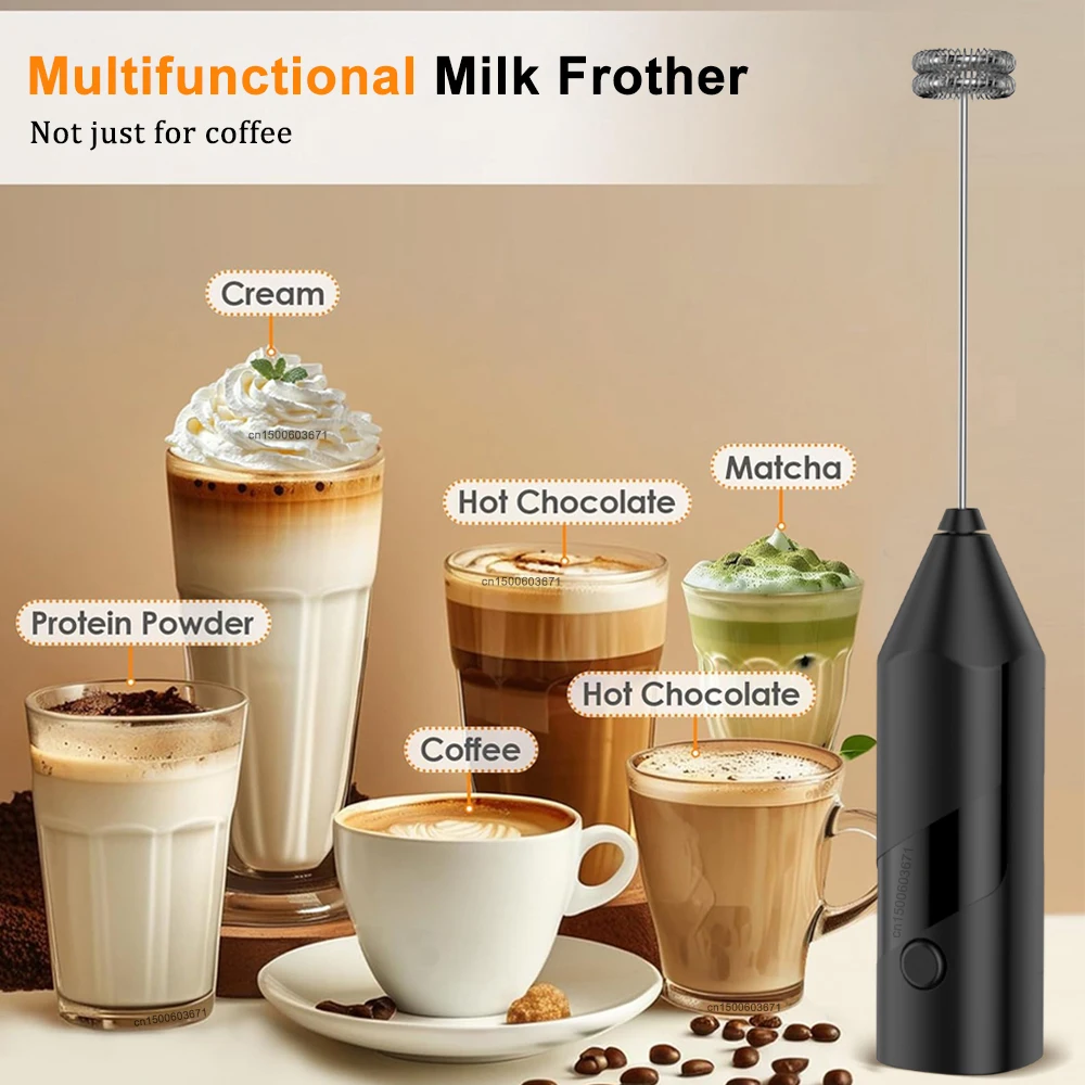 Electric Milk Frother Wireless Egg Beater Stainless Steel Mini Handheld Foam Maker Coffee Milk Mixer For Coffee Cappuccino Cream