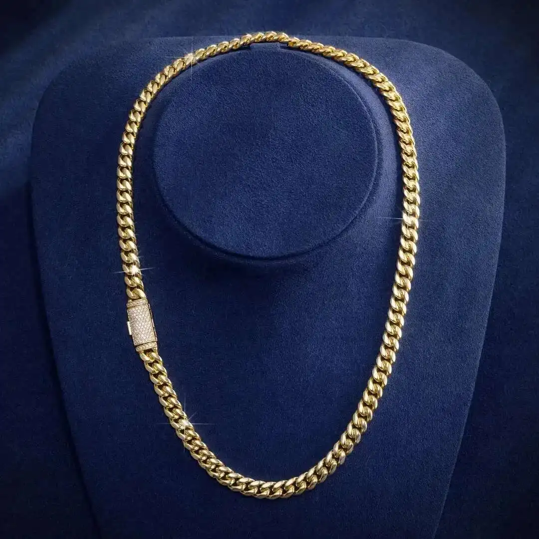 

Ожерелье из стерлингового серебра 925 пробы на заказ, Майами VVS, муассанит Iced Out, мужское ожерелье в стиле хип-хоп с кубинскими звеньями