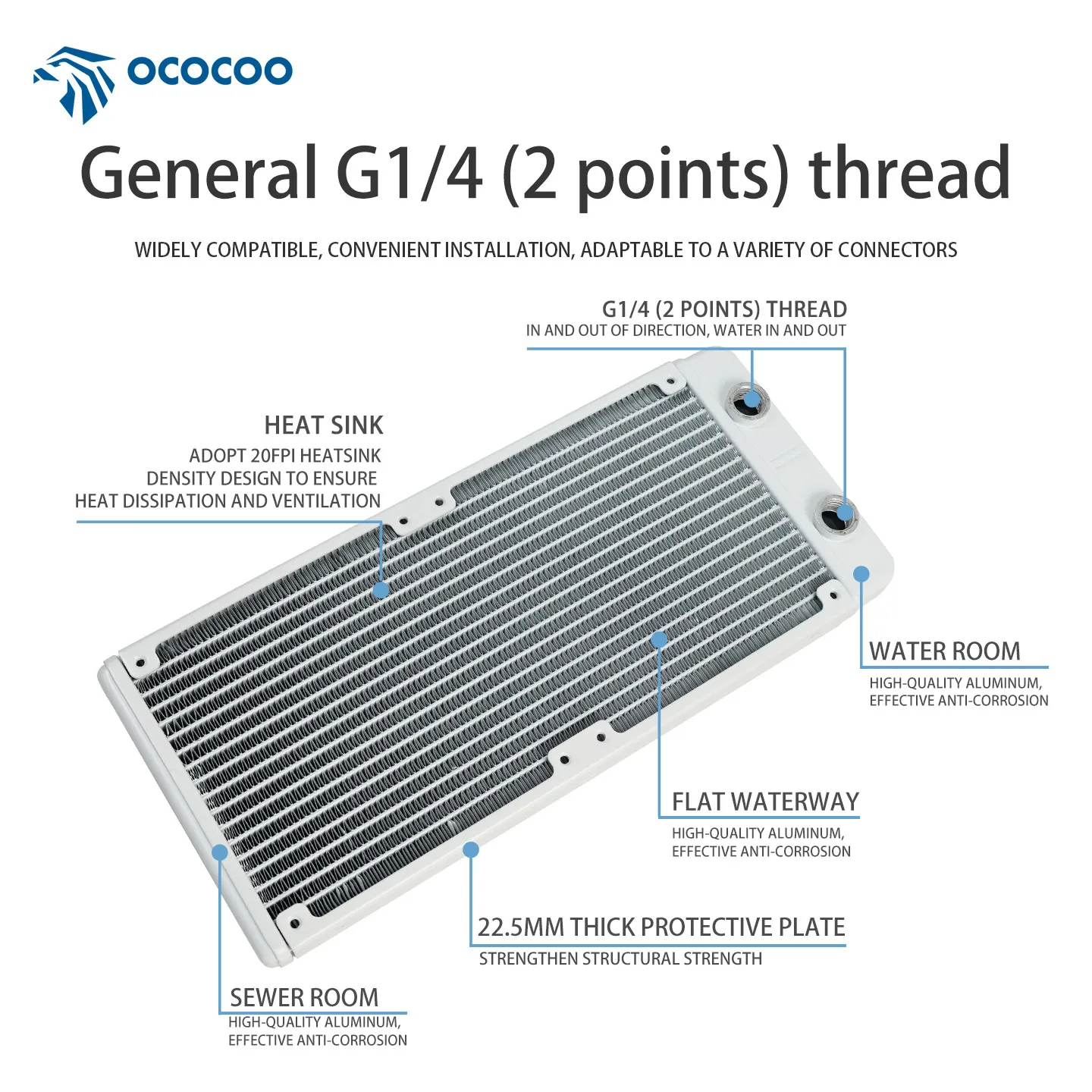 OCOCOO Laser Welding Equipment 240mm Water Cooling Radiator Stable Performance High  volume Flow AS240 - T