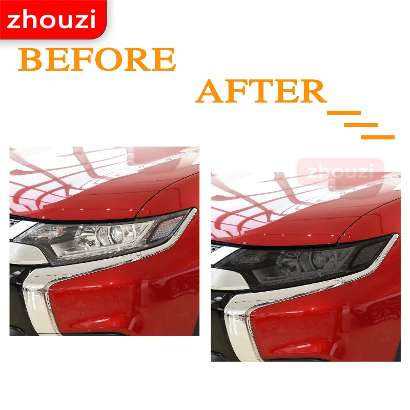 2 Pcs For Mitsubishi Outlander 2015-2020 Car Headlight Tint Black Protective Film Protection Transparent TPU Sticker Accessories