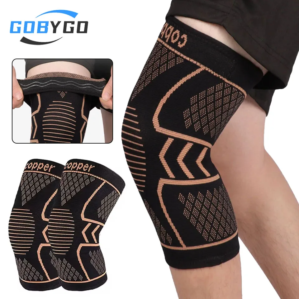 GOBYGO Copper Knee Support Pad Braces Compression Knee Sleeve Arthritis Joint Pain Relief Sports Fitness Workout Running Unisex