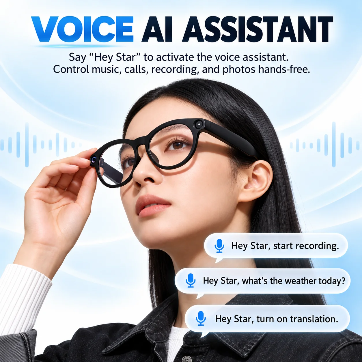Smart Audio Glasses Touch Control - CY05 AIスマートグラス（カメラ搭載、1600x1200のビデオ録画、Bluetooth 5.3、オープンイヤー型オーディオ、リアルタイム翻訳、タッチコントロール）