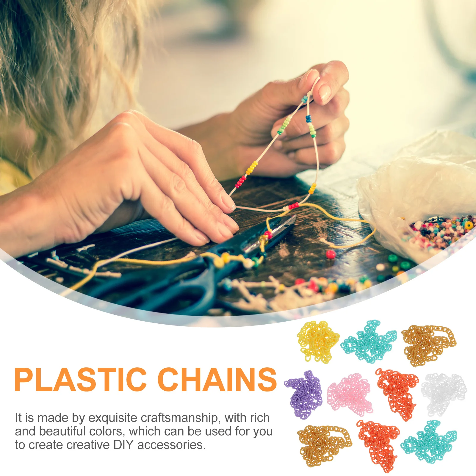 

10Pcs Plastic Chains Colorful Plastic Links Chain for DIY Jewelry Making Supplies Durable Curb Chains for Lanyard Accessories