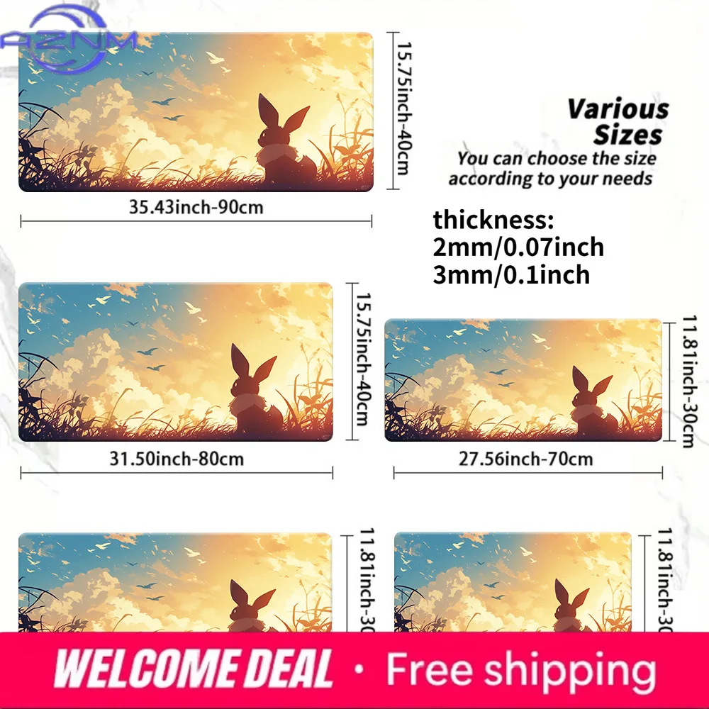 Sunset Silhouette Eevee Scenic Large Gaming Mouse Pad