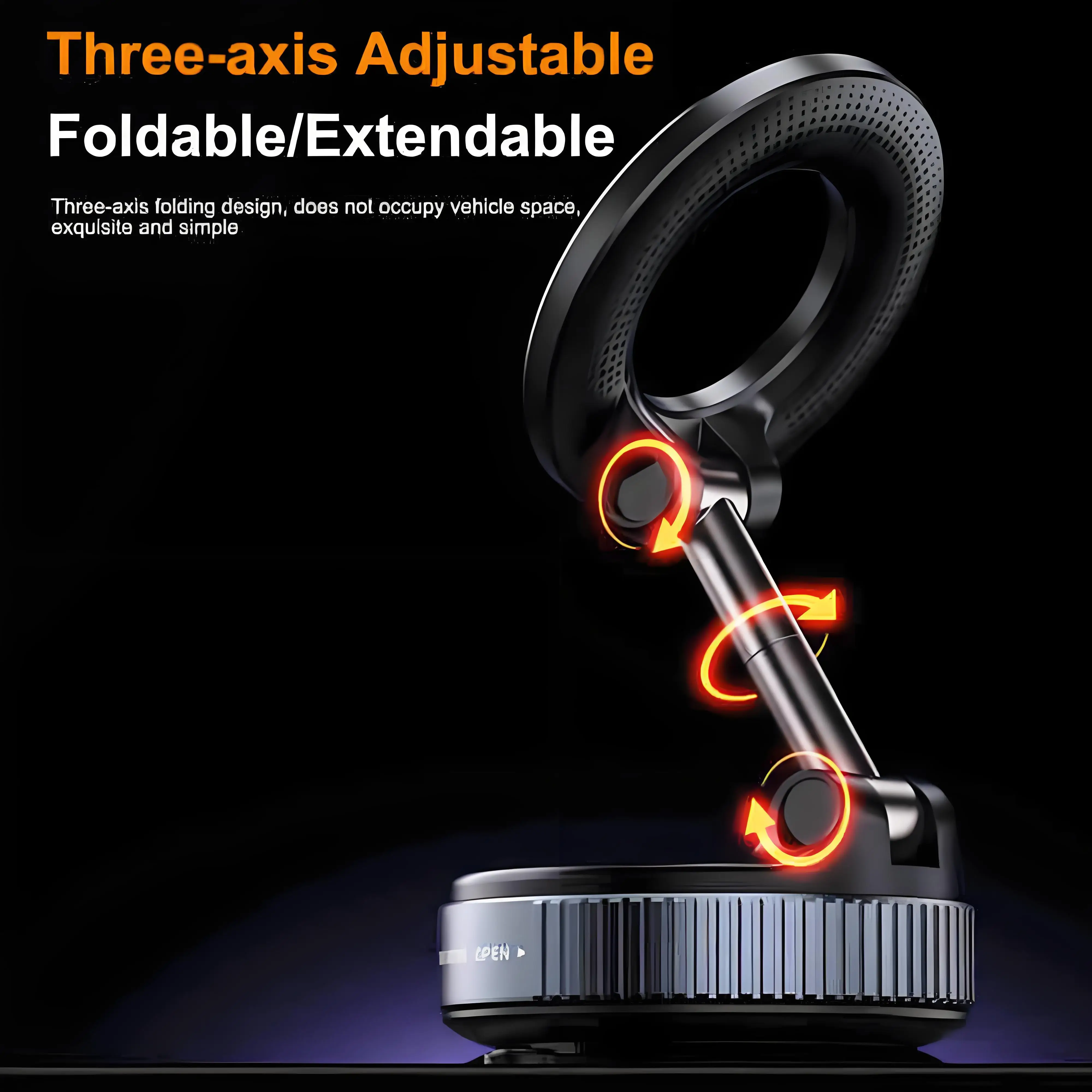 360 °   Supporto per telefono per auto con staffa magnetica per aspirazione sottovuoto regolabile per iPhone Magsafe Supporto per supporto magnetico pieghevole per Samsung