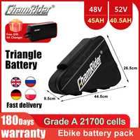 ChamRider Battery 21700 Cell Ebike Battery 72V 52V 48V 45AH Triangle Battery Lithium Capacity 1000W 2000W Super Powerful Bafang