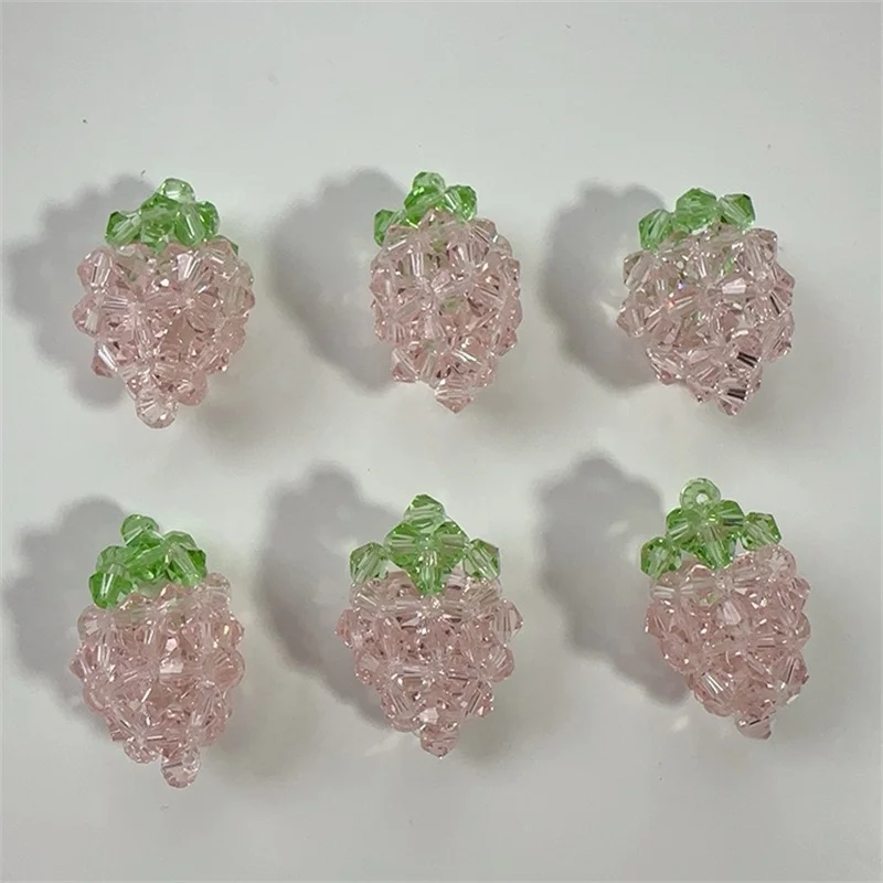 

Wholesale 30pcs/lot color glass beads decoration handmade weave cartoon strawberry shape bead diy jewelry garment hair accessory