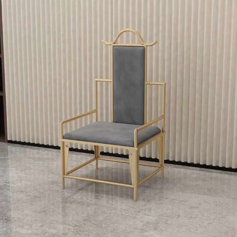 Internet celebrity new Chinese tea room owner back chair wrought iron commercial reception leisure chair storefront tube hat cha