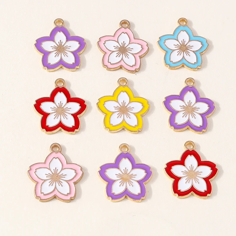 10 Stück niedliche, gemischte Emaille-Blumen-Anhänger zum Basteln von Ohrringen, Halsketten, Armbändern, DIY-Bastelarbeiten, Schmuckzubehör und Geschenken ﻿ – Detail 6