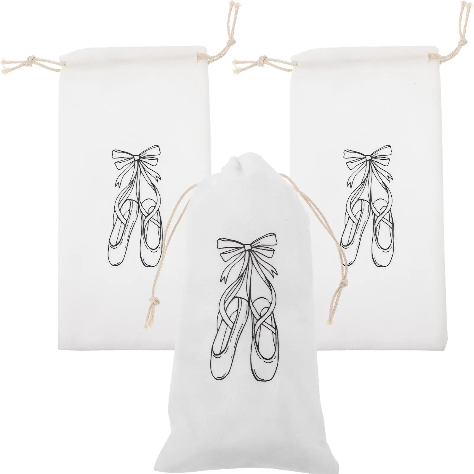 3 Pcs Ballet Shoe Bag Drawstring Dance Shoes Women Storage Flannel Women's