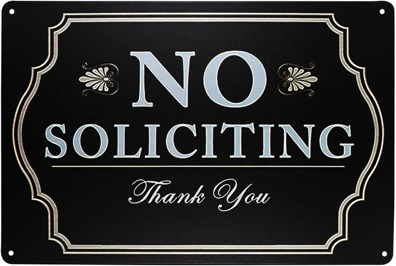 No Soliciting Sign,Do Not Knock Signs Metal Door Signs for Home Business Black 8 X 12Inch