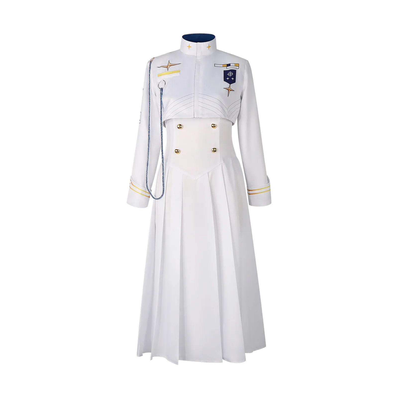 Blue Archive Federal Student Council President Cosplay-Kostüm, weißes Militärkostüm mit Jacke und Kleid