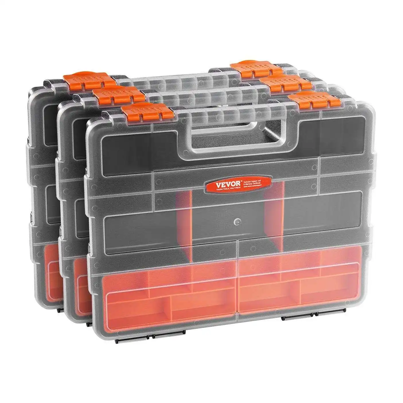 3Pcs Tool Cabinet Organizer 21-Slot Sorting Storage Bins with Removable Dividers Multi-Purpose Hardware Parts Drawer Box for Garage Car Repair Kitchen Home Organization