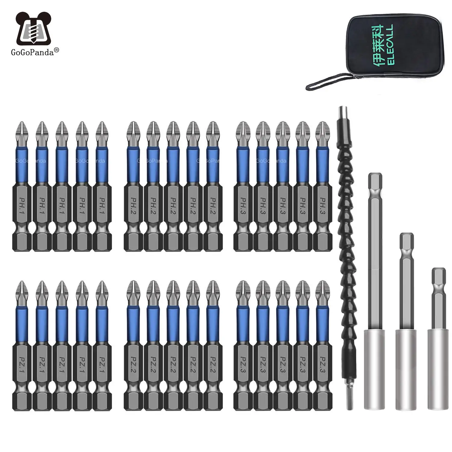 

35Pcs/Lot 50mm GCr15 Pozidrive Bits Hex Shanked Anti Slip Screwdriver Bits Magnetic Single Head PZ1 / PZ2 / PZ3 PH1 PH2 PH3