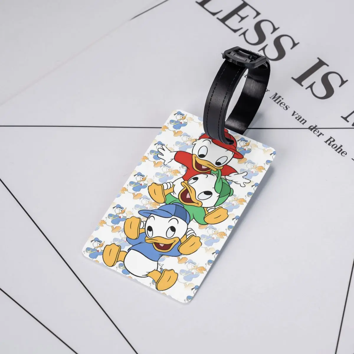 Étiquette de bagage Donald Duck personnalisée avec carte nominative, étiquette d'identification de couverture de confidentialité Anime mignon pour sac de voyage valise