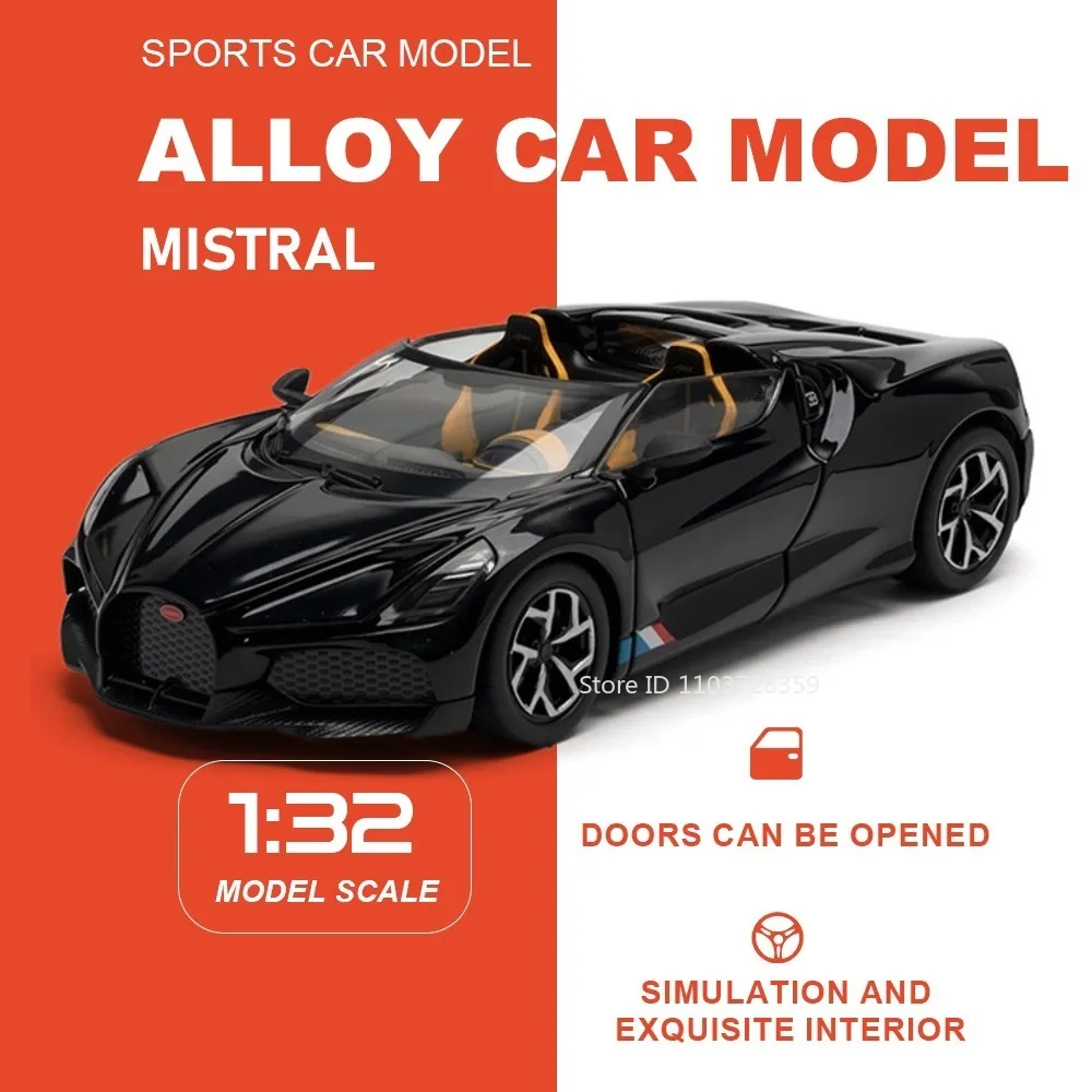 

Модель-копия спортивного автомобиля Mistral DIVO 1:32, литая под давлением, с открывающимися дверями и резиновыми шинами, коллекционный суперкар