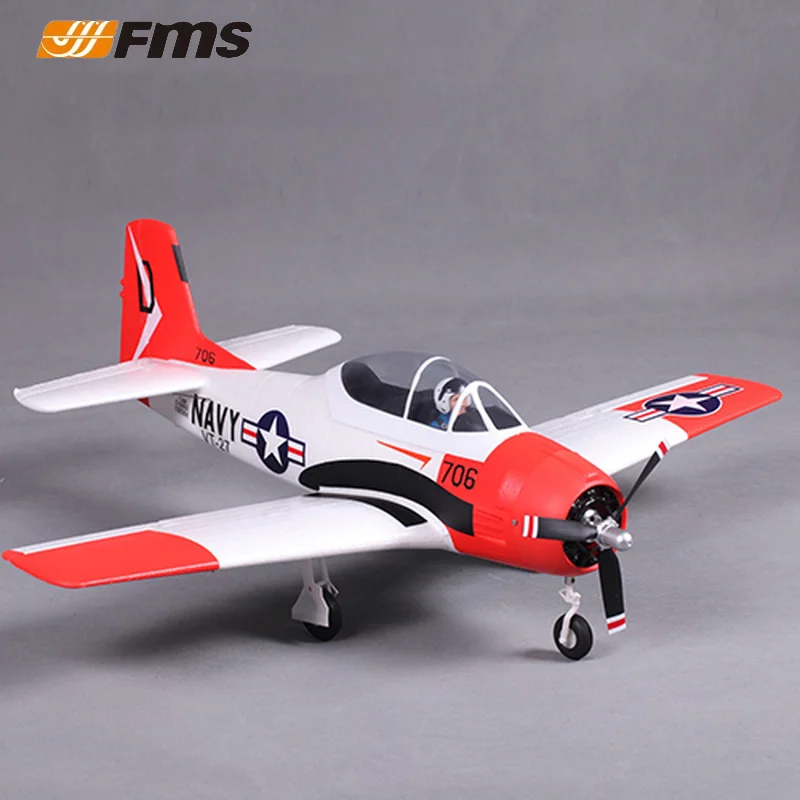 Fms 800mm T-28 v2 trojan red segunda guerra mundial modelo real aeronave asa fixa modelo de controle remoto eletrônico