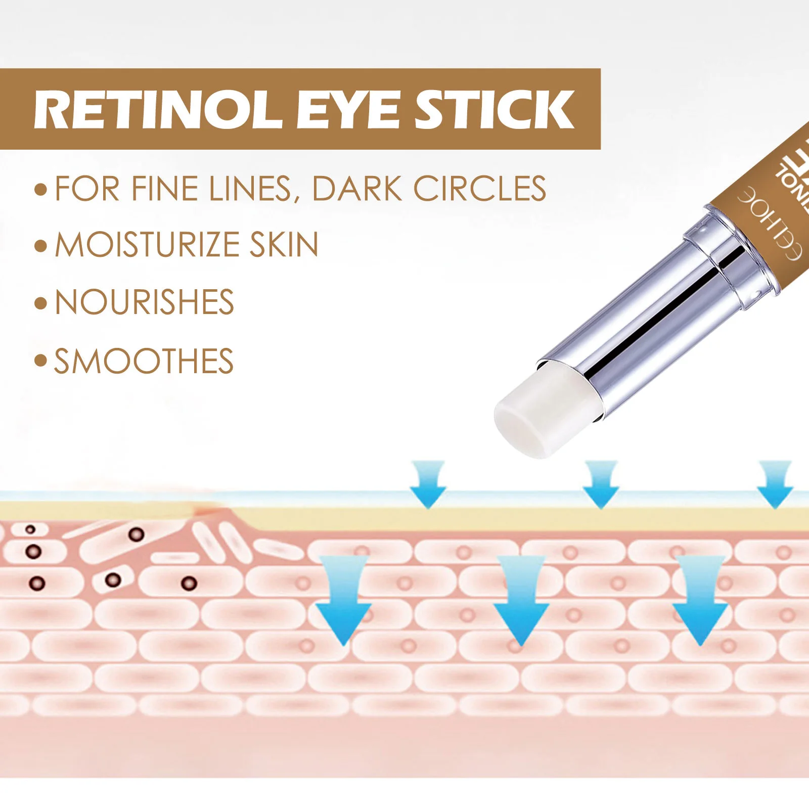 O creme do olho do Anti-enrugamento de Retinol, Anti-Puffiness, remove a vara, linha, pele, sacos, olho fino, círculos hidratando, desvanecer-se escuro, clareamento