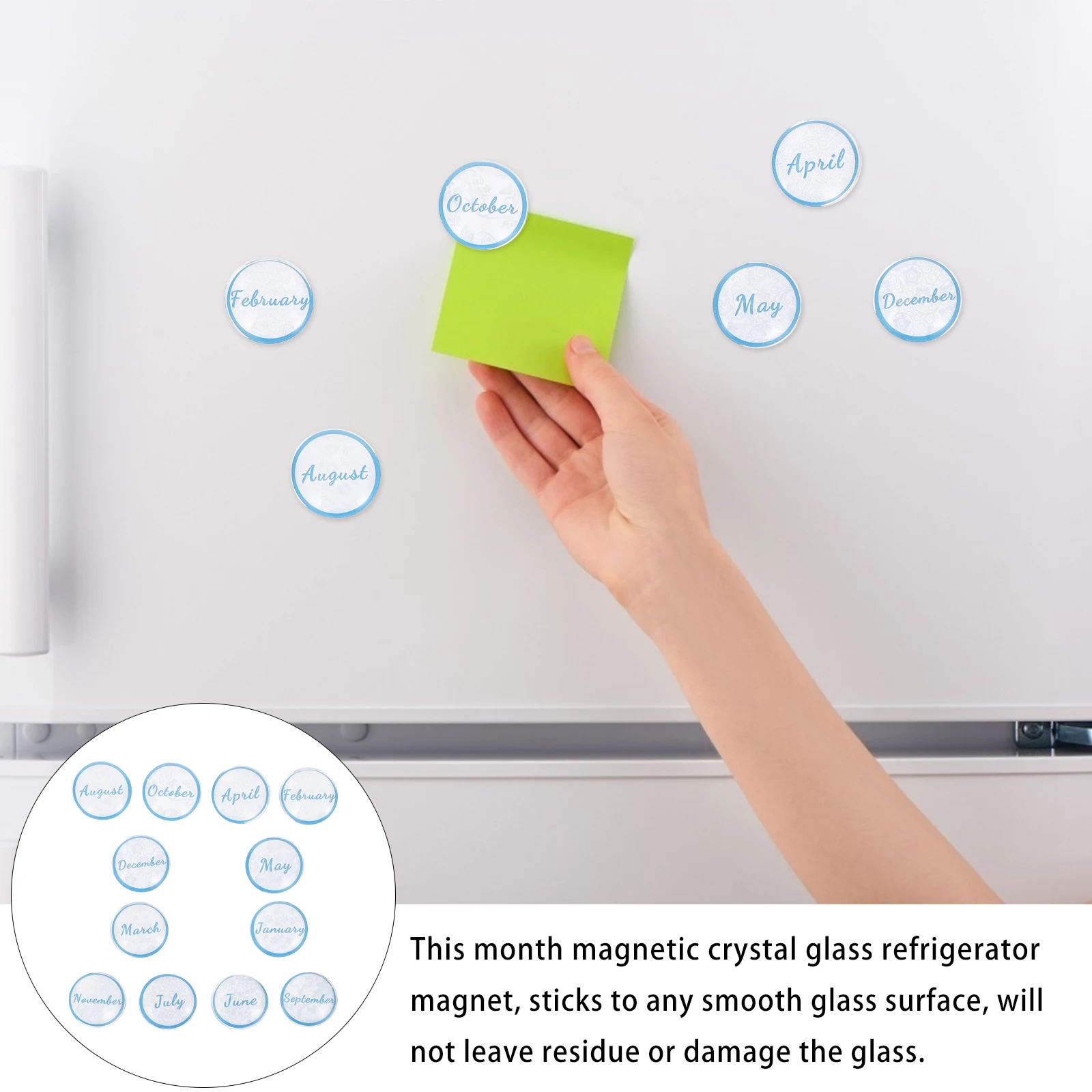 

12 Pcs Magnetic Fridge Monthly Glass Refrigerator Whiteboard Decor Man