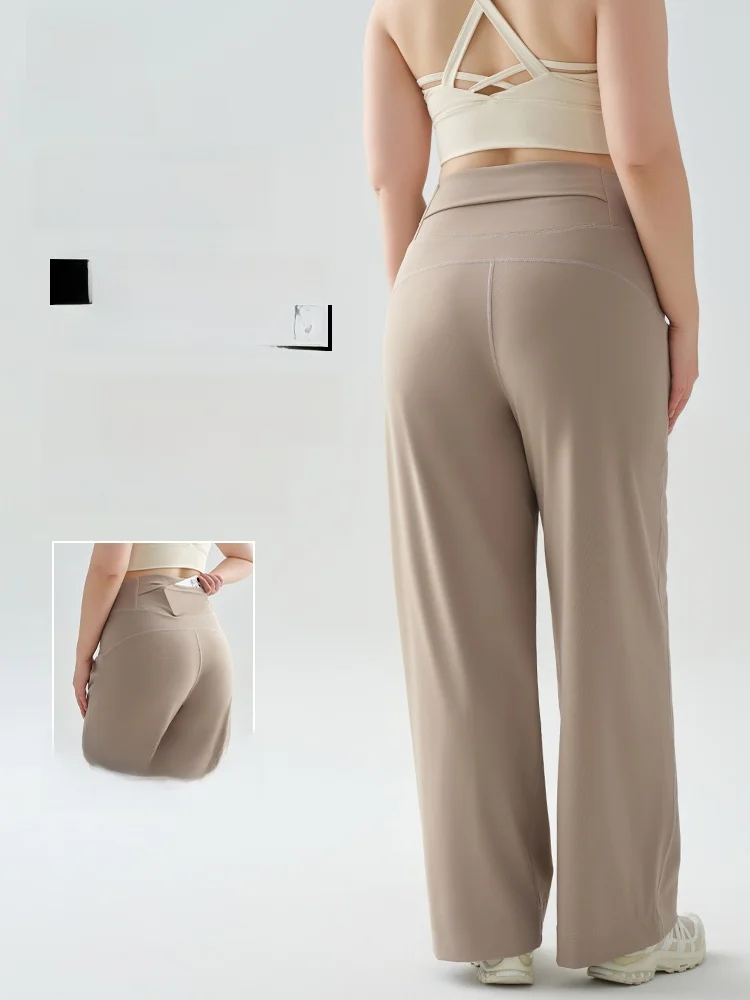 

High Waist Straight Leg Loose Fit Yoga Sports Pants High Elastici Running Fitn Gym Pants plus Size Women's Boting Pants