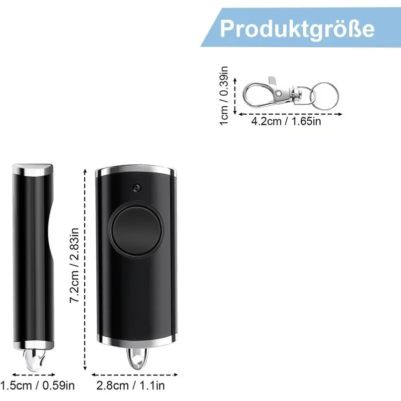 【SLEEK】Garagentor-Handfernbedienungssender, 1-Tasten-Funktion, glänzend schwarz, für Hormann HSE1-868-BS HS1 HSE2 Bisecur