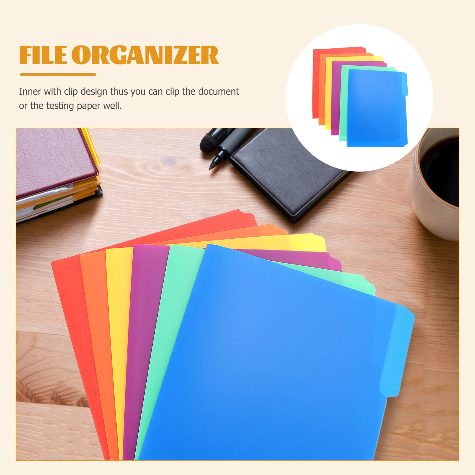 

6Pcs A4 Test Paper Folder Plastic File Folder Clip Design Office Document Organizer Colored File Folders for Teacher Paper