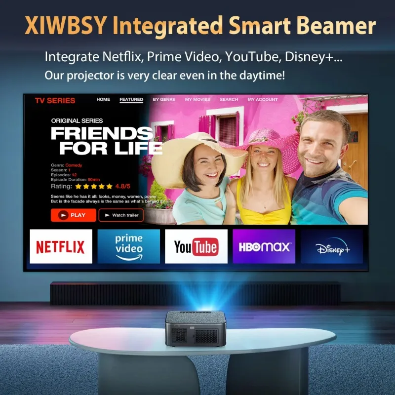 2025 New T08 Projector 35000Lumens Moive Daylight Projector Android 12.0 Smart Proyector 8K Decode AutoFocus Projector