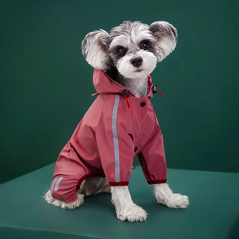 Waterproof Pet Clothes PU Dog Raincoat with Hood for Small Medium Dogs Cats Jacket Chihuahua Hoodie Poodle Pug Jumpsuit Outfits