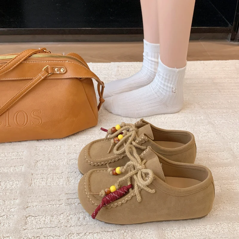 

New Style Beaded Slippers with Hanging Strap Closed Toe Half Slippers Autumn Thick-Soled Slip-On Casual Lazy Women's Shoes