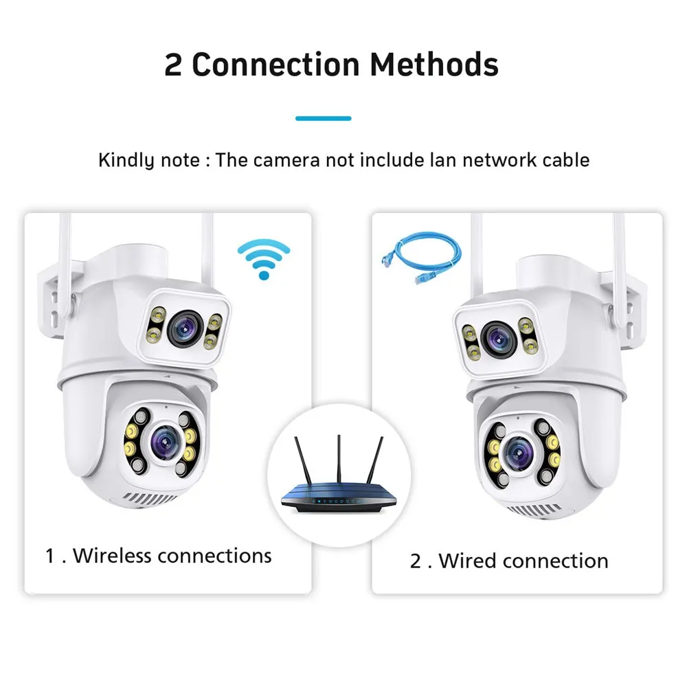 PIX-LINK A28 6MP 4K Wifi Camera PTZ Dual Lens Dual Screen Security Protection Surveillance Camera Ai Human Detect Auto Tracking