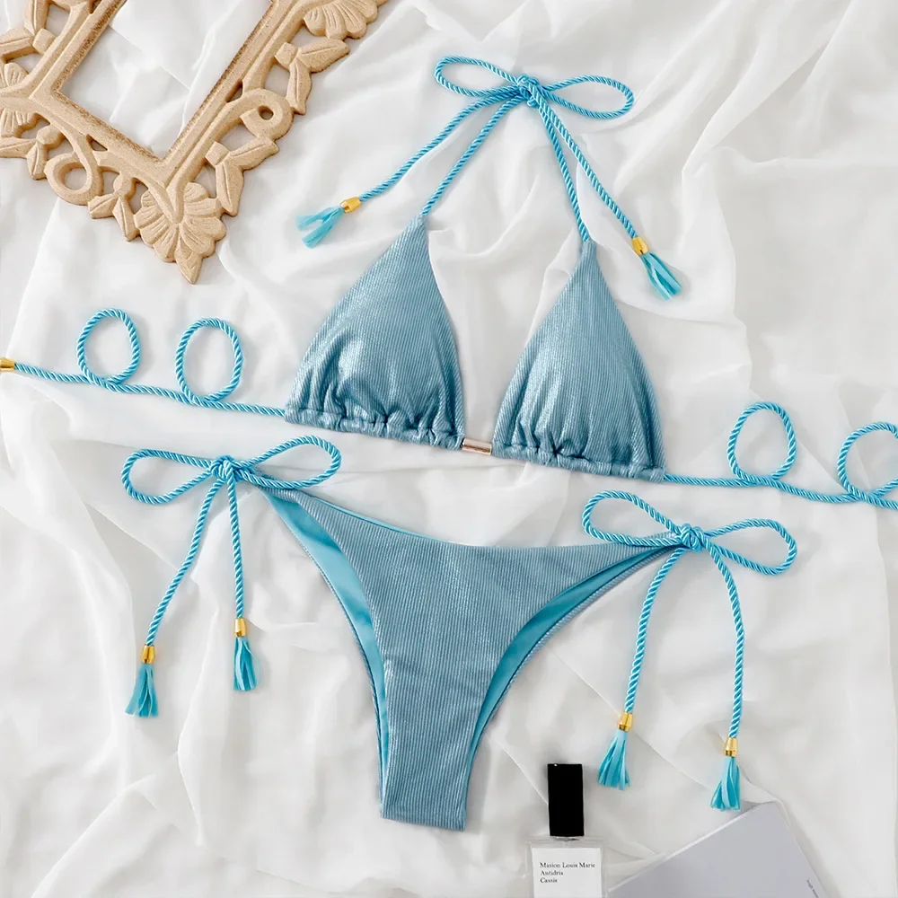 

String Triangle Bikinis 2025 Brazilian Thong Swimsuit Women Sexy Swimwear Female Swimming Bathing Suit Beachwear Summer Trikini