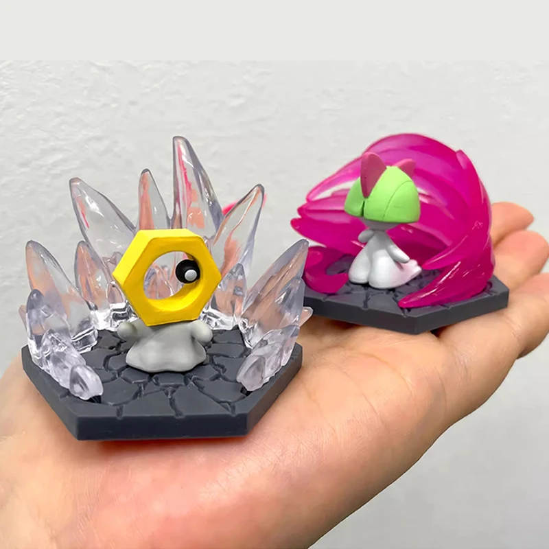 Genuine Pokemon Figure Espeon Mew Bronzor Varoom Meltan Ralts Skill Battle Scene Special Effectis Twisted Egg Model Toys Gifts