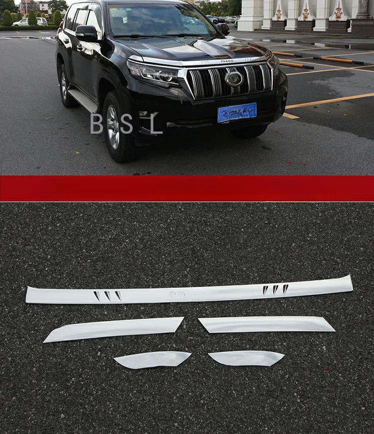 

For TOYOTA LAND CRUISER PRADO 150 FJ150 2018 2021 ABS Chrome Front Bumper Grille Hood Engine+ Headlight Light Cover Trims