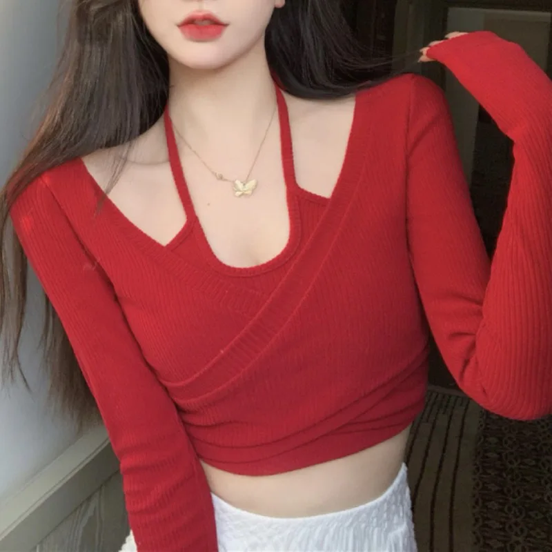 تي شيرت نسائي طويل الأكمام كاجوال من القطن مريح ومناسب مريح من القماش الأنيق مزين بالدانتيل للخريف ملابس يومية للتنقل ملابس الشارع #5