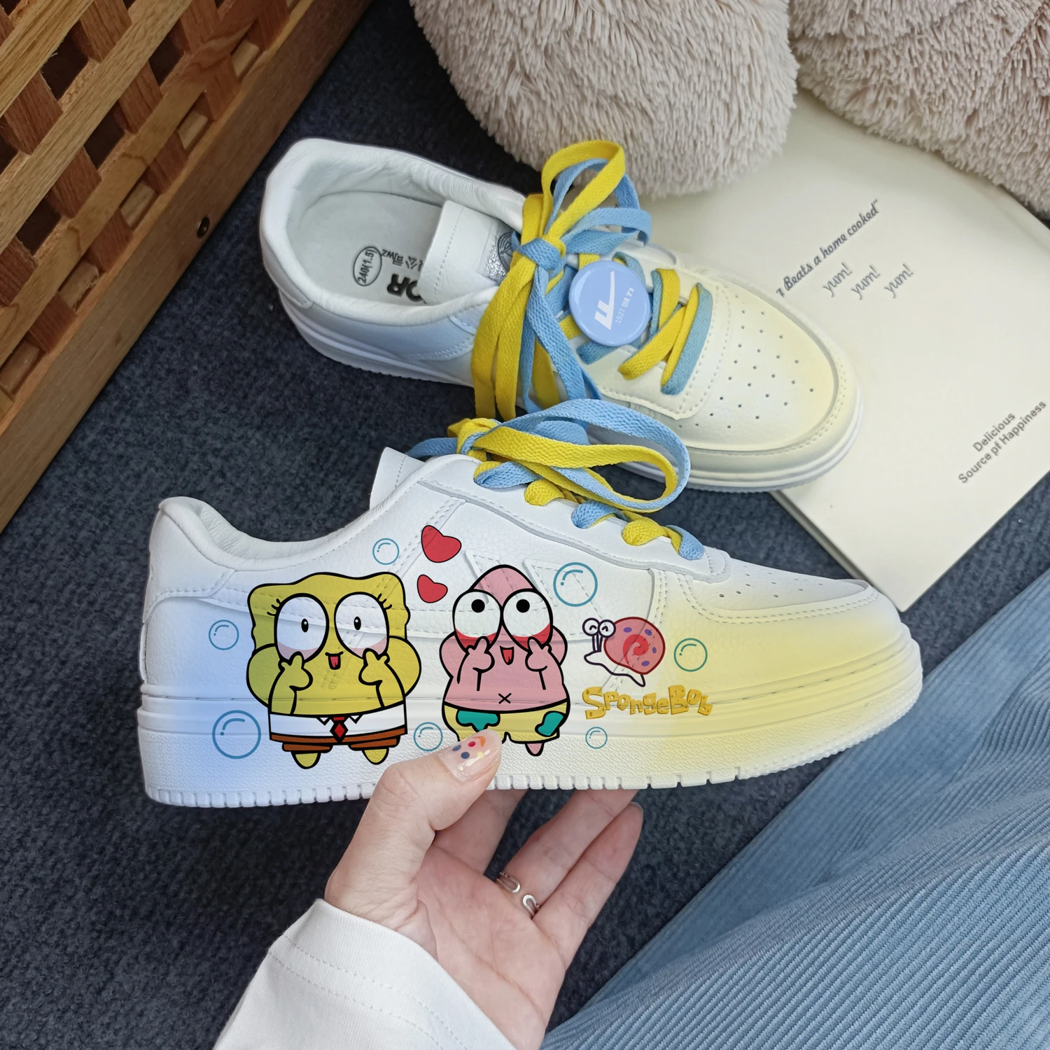 Original New cartoon SpongeBob SquarePants princess cute Casual shoes soft sports shoes for girlfriend gift EU size 35-44