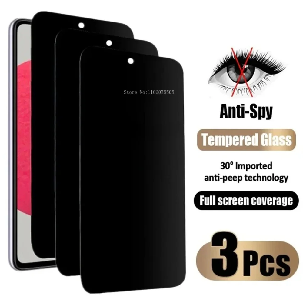 3Pieces Privacy Screen Protector Tempered Glass For Samsung A15 A34 A54 5G A53 A52S A13 A33 A14 A12 A32 A55 A51 Protective Glass