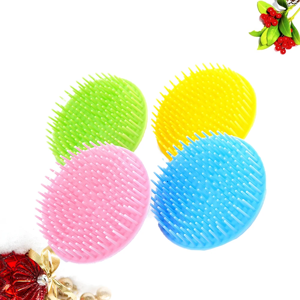 

4 Pcs Shampoo Brush Massage Comb Soft Ergonomic Handle Deep Clean Scalp Hair Care Bath Shower Tool for Men Women Hair Combs